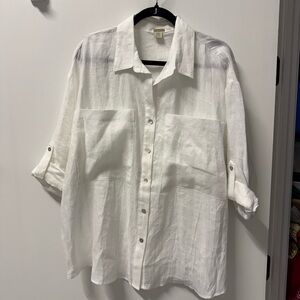 Magaschoni off-white lightweight Linen Shirt. Size medium.